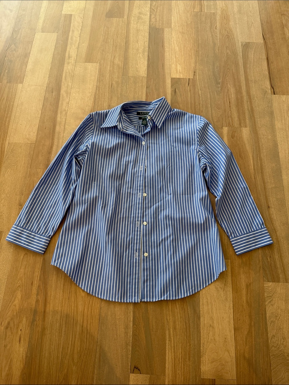 Ralph Lauren Blue and White Stripe Button-Down Shirt